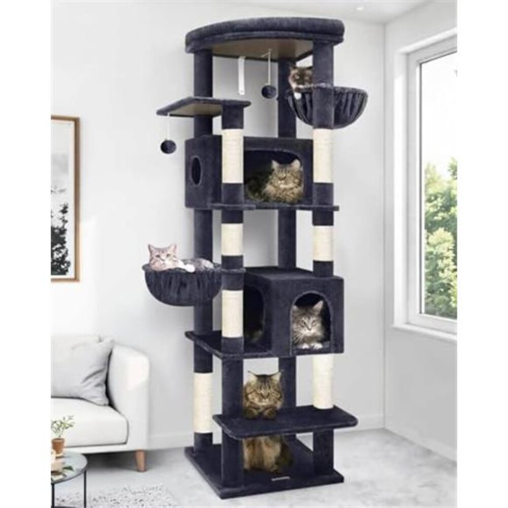 Heavy Duty Cat Tree Sturdy Cat Tower, Dark Gray, 74"